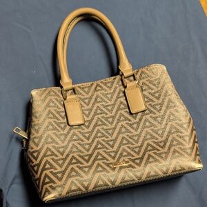 Aldo Geometric Patterned Satchel in Tan and Brown